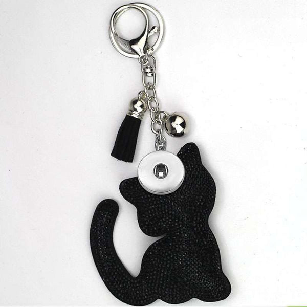 Sequin Black Cat Keychain