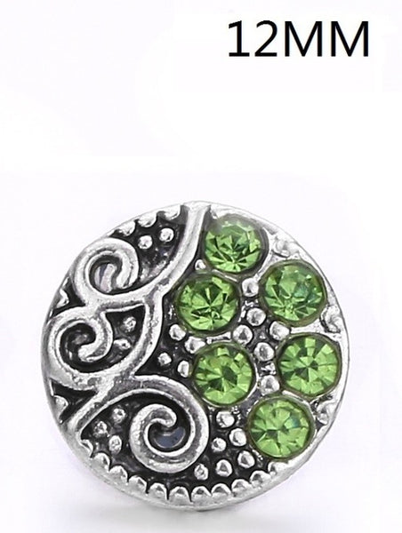 Little Lola 12mm Fancy Filigree Snap in Green