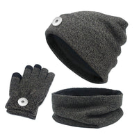 Hat/Scarf/Gloves 3 Piece Set in Dark Gray