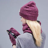 Hat/Scarf/Glove 3 Piece Set in Plum