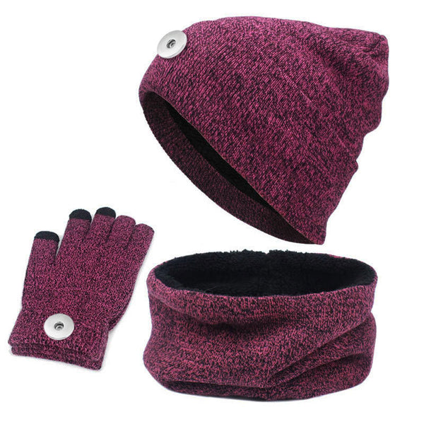 Hat/Scarf/Glove 3 Piece Set in Plum